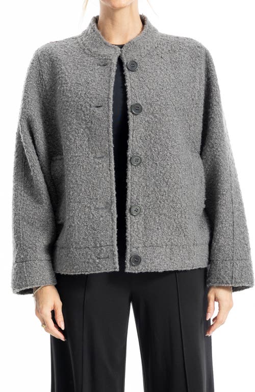 Max Studio High Pile Fleece Jacket In Gray