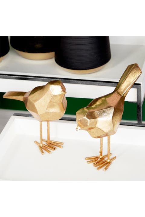 Goldtone Polystone Bird Sculpture