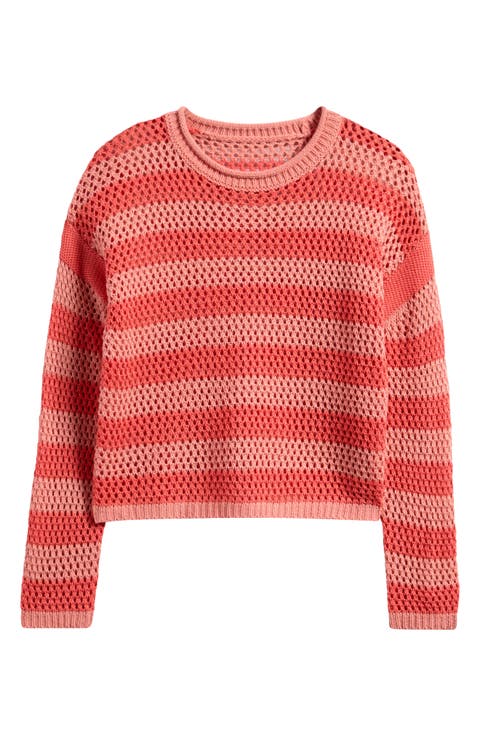 Kids' Stripe Open Stitch Sweater (Big Kid)