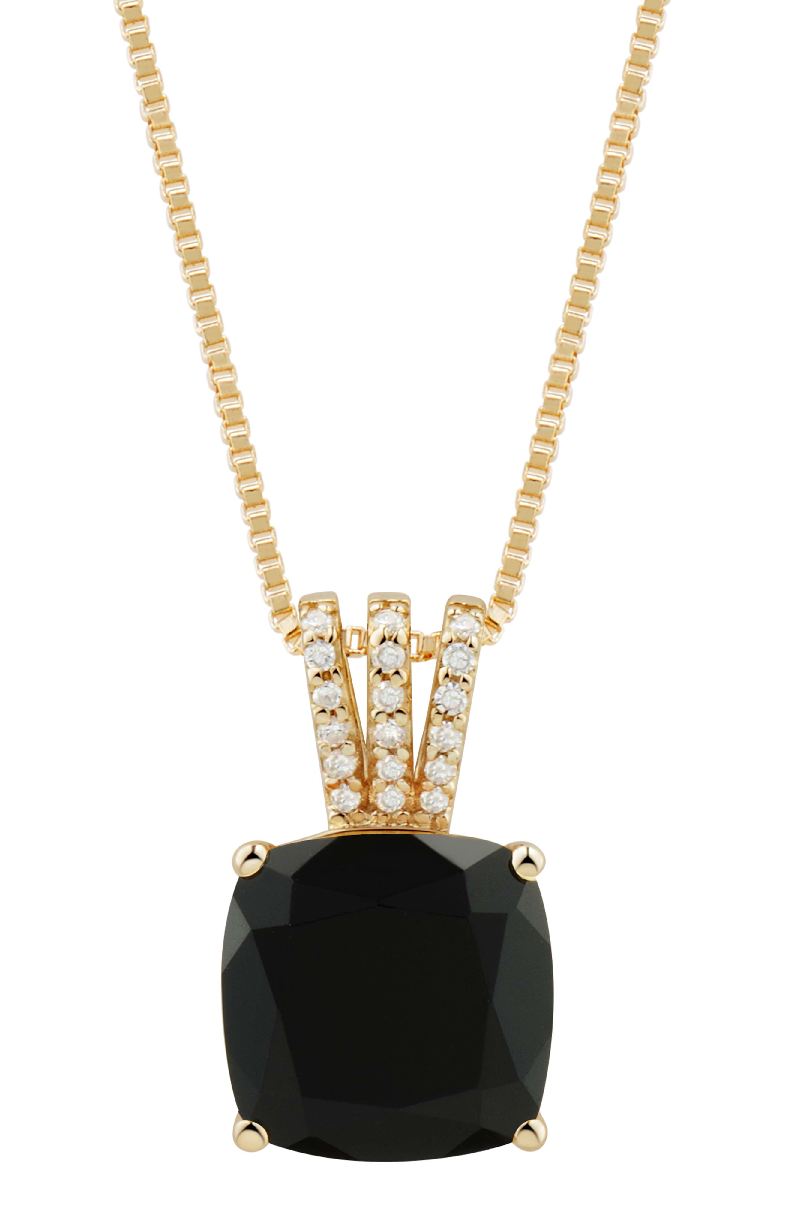 Frankie & Zoe Onyx & Diamond Pendant Necklace