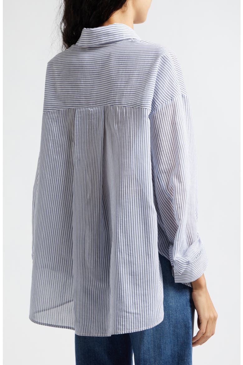New Earl Stripe Cotton & Silk Button-Up Shirt, Alternate, color, MIDNIGHT MULTI