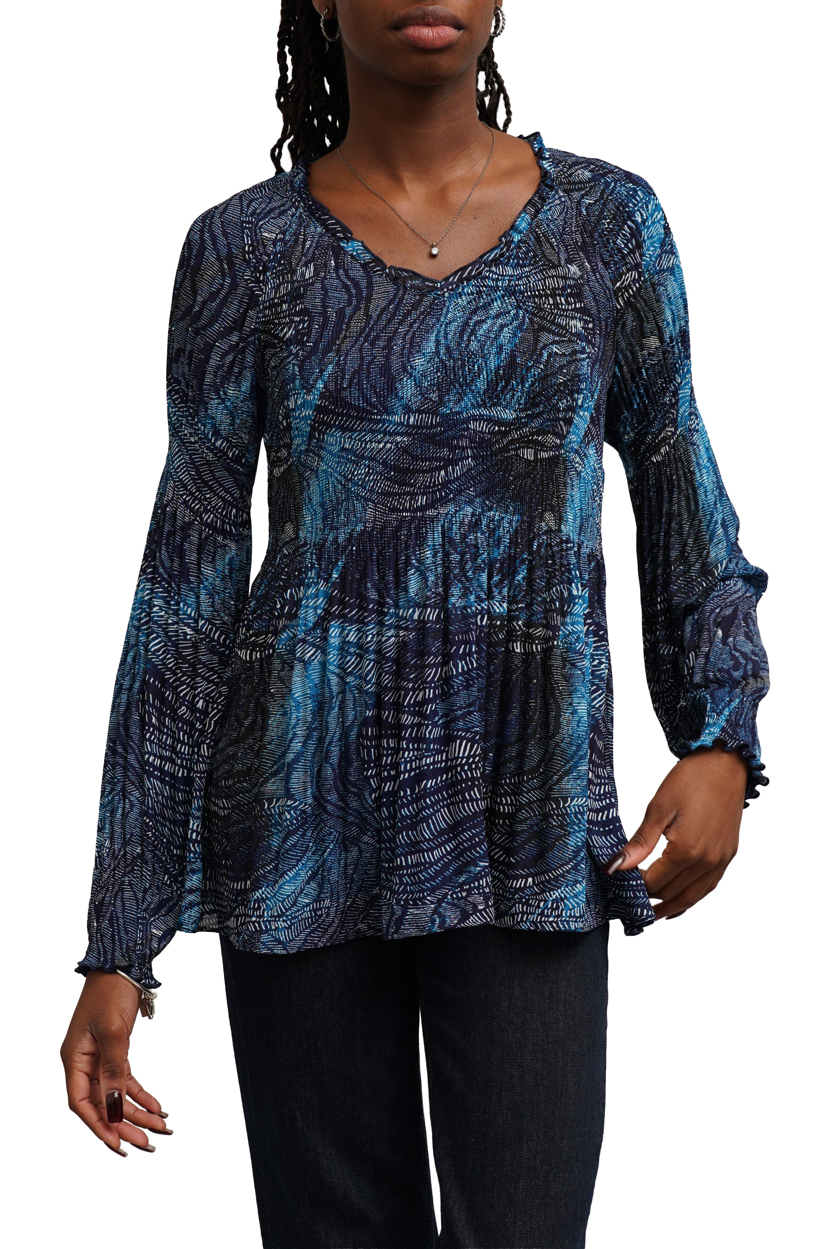Ruffled V-Neck A-Line Top