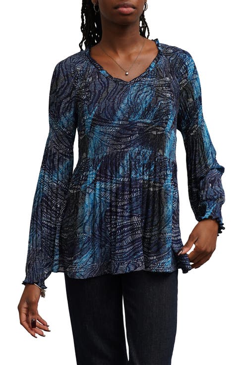 Ruffled V-Neck A-Line Top