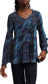 SUNNY LEIGH Ruffled V-Neck A-Line Top