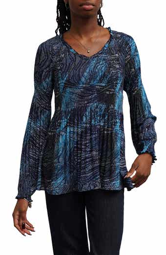 Ruffled V-Neck A-Line Top