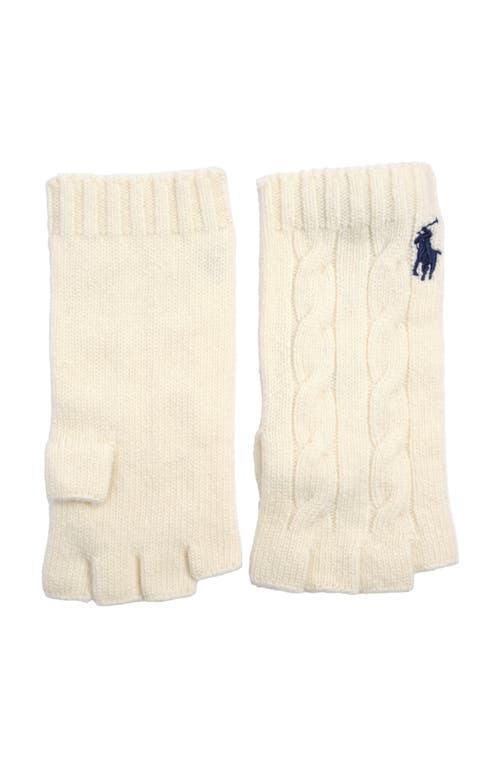 Polo Ralph Lauren Wool Cashmere Classic Cable Fingerless Glove In White