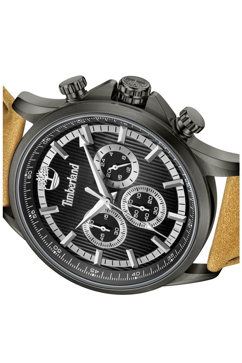Bernardston Multifunction Chronograph Leather Strap Watch, 45mm, Alternate, color, TAN