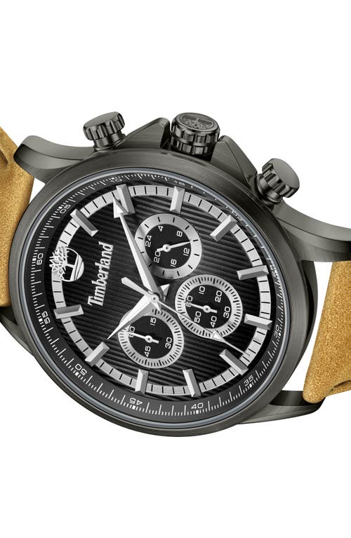 Timberland Bernardston Multifunction Chronograph Leather Strap Watch, 45mm In Tan