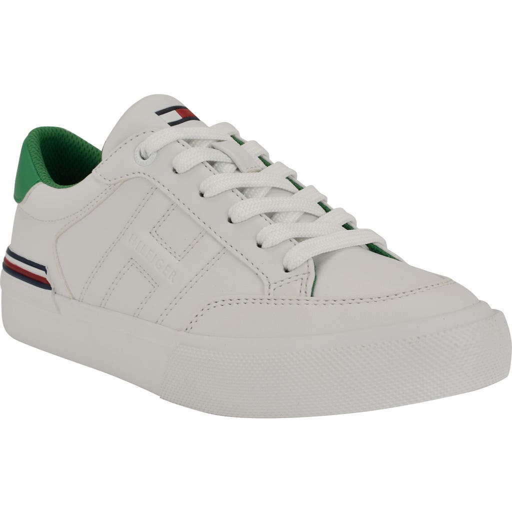 Tommy Hilfiger Women's Keziah Signature Stripe Lace-up Sneakers In White/green