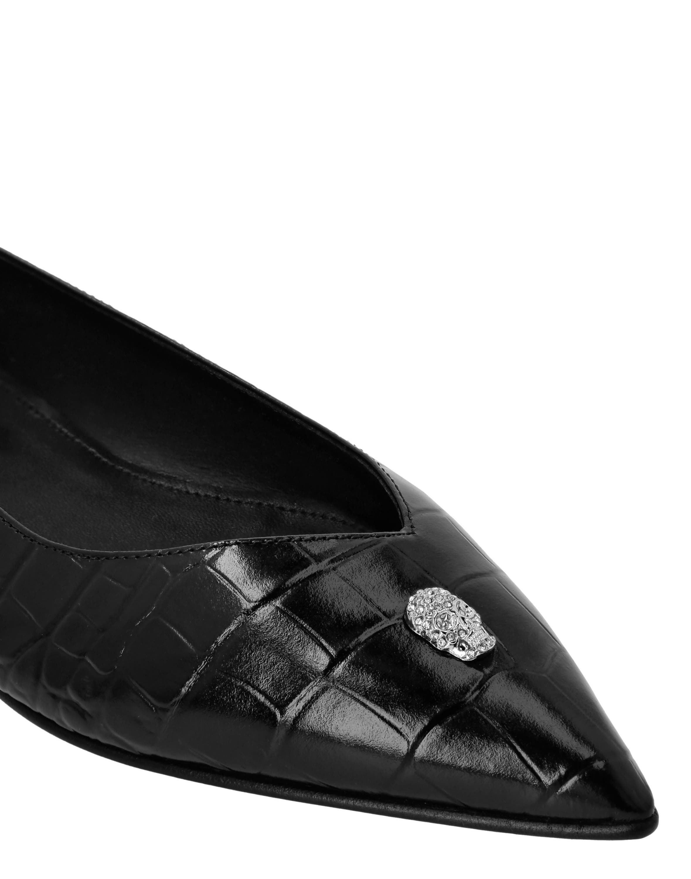 Asymmetric Ballerina Flats Skull Women, Alternate, color, black