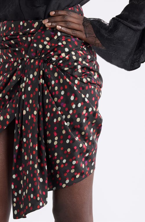 Isabel Marant Ovia Polka Dot Asymmetric Gathered Miniskirt In Burgundy
