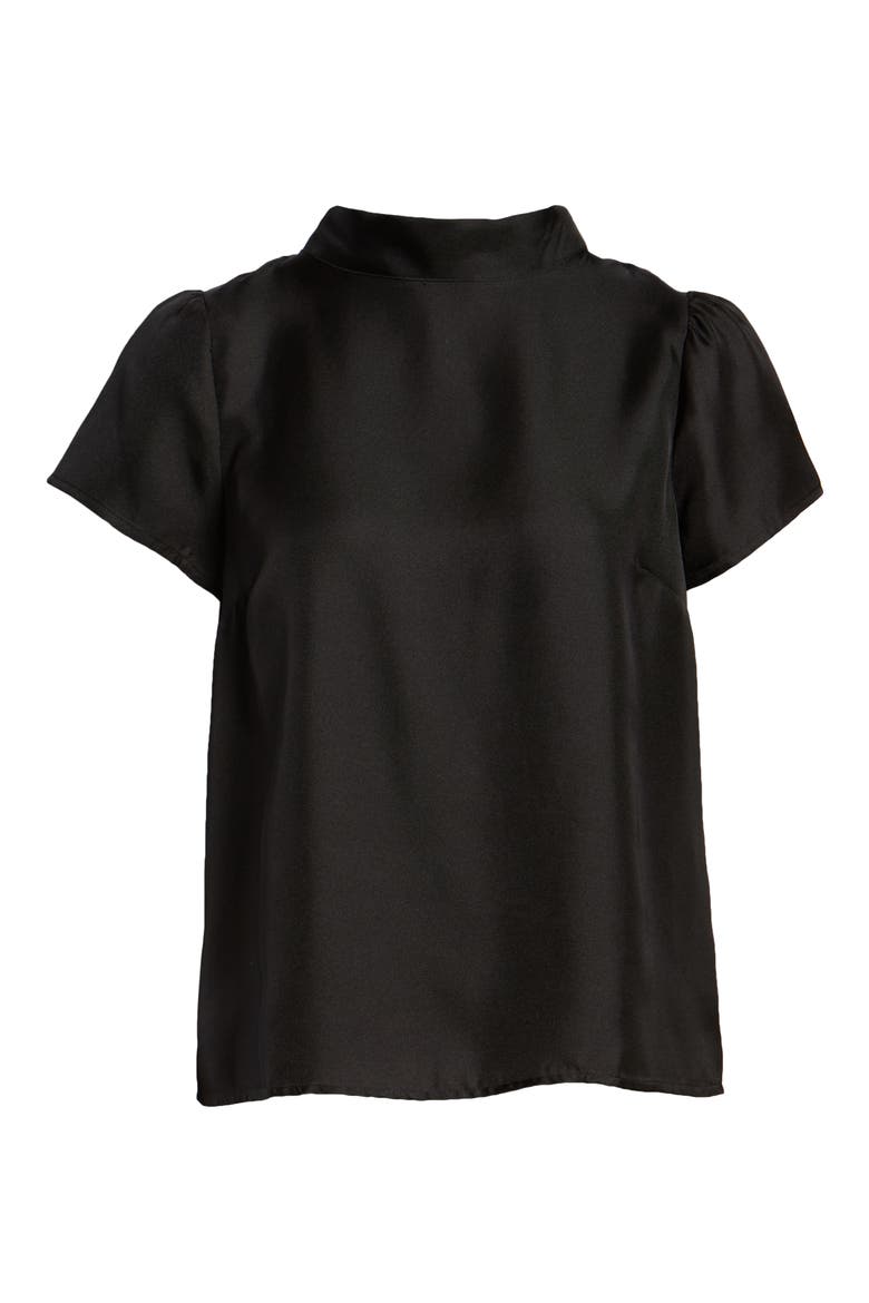 Collection Bow Back Silk Top, Alternate, color, BLACK