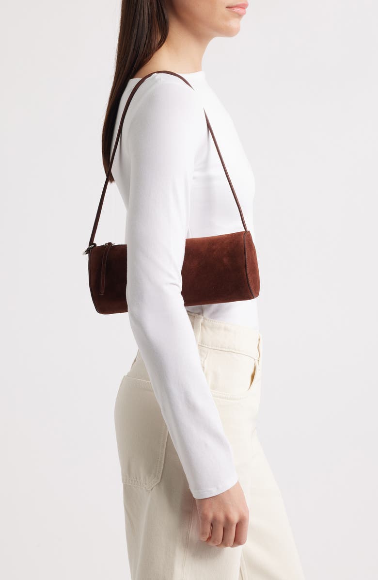 Reformation Simona Cylinder Shoulder Bag, Alternate, color, Espresso Suede