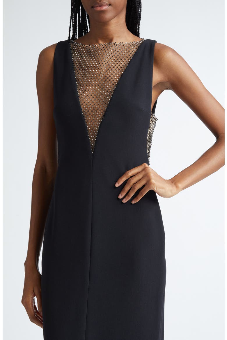 Crystal Mesh Sleeveless Gown, Alternate, color, BLACK