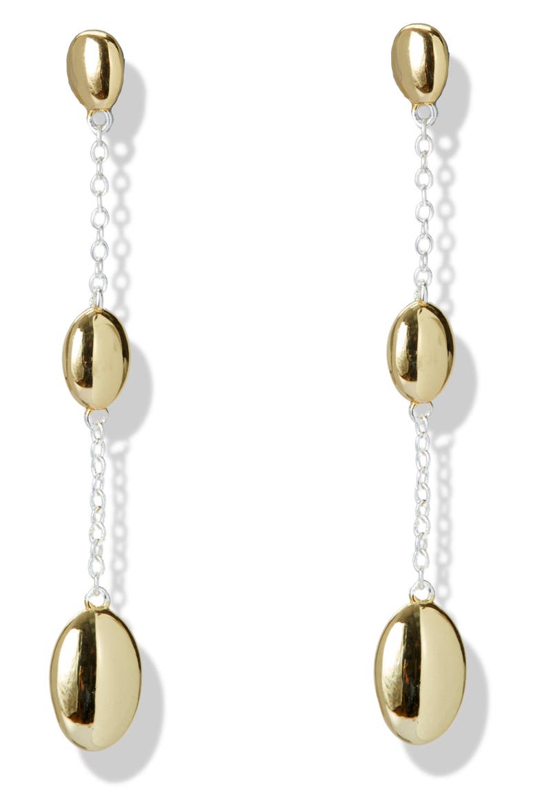 Two-Tone Oval Linear Drop Earrings, Main, color, GOLD/ SILVER