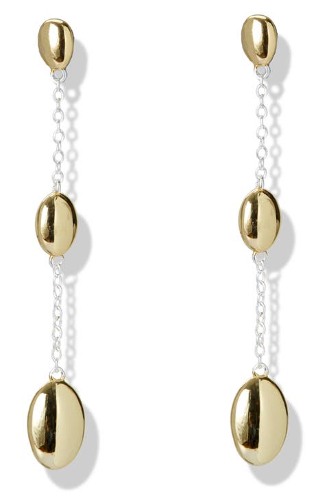 Two-Tone Oval Linear Drop Earrings