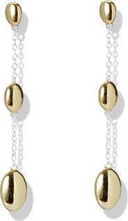 Argento Vivo Sterling Silver Two-Tone Oval Linear Drop Earrings