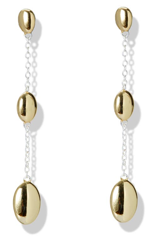 Argento Vivo Sterling Silver Two-tone Oval Linear Drop Earrings In Gold/silver
