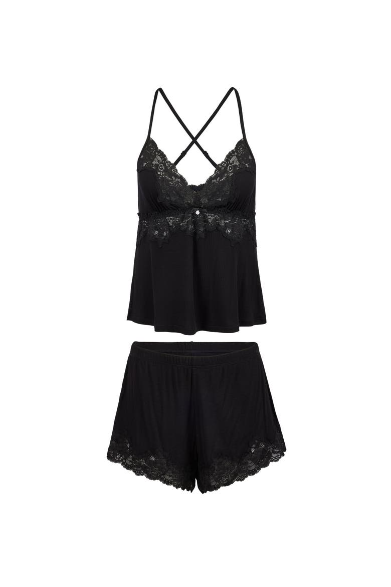 Lora Pajama Cami & Shorts Set, Alternate, color, Black