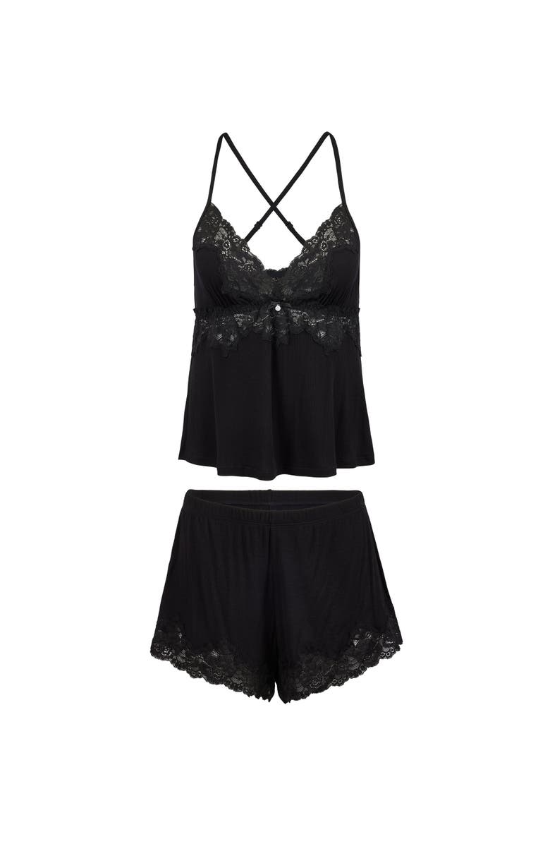 Adore Me Lora Pajama Cami & Shorts Set, Alternate, color, Black