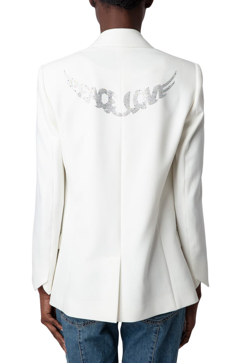Zadig & Voltaire Visit Strass Love Wings Rhinestone Blazer, Alternate, color, 
