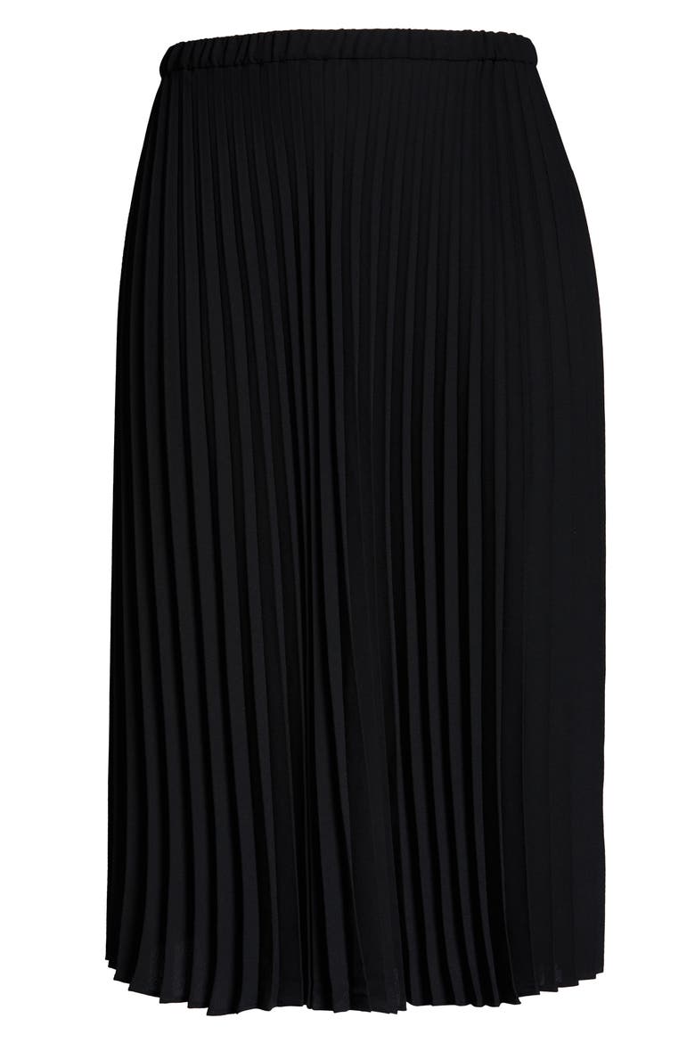 Pleated Midi Skirt, Alternate, color, BLACK