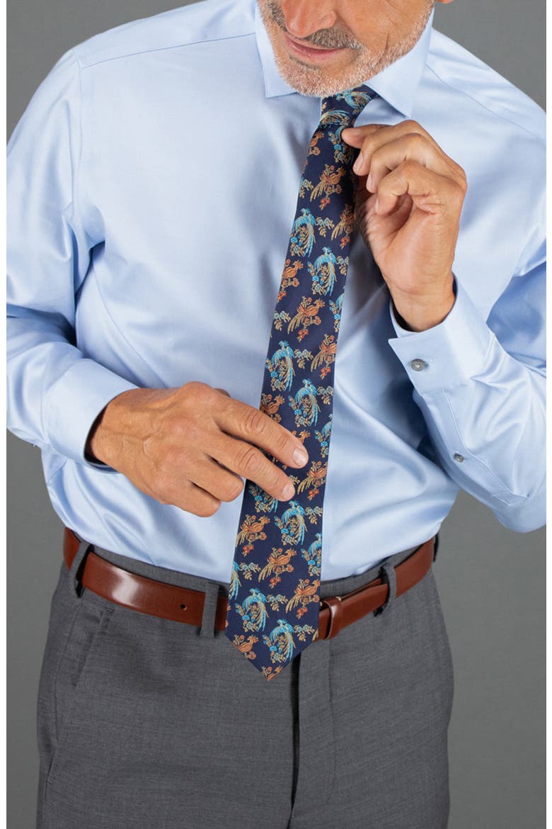 Birds of Prosperity Silk Tie, Alternate, color, NAVY