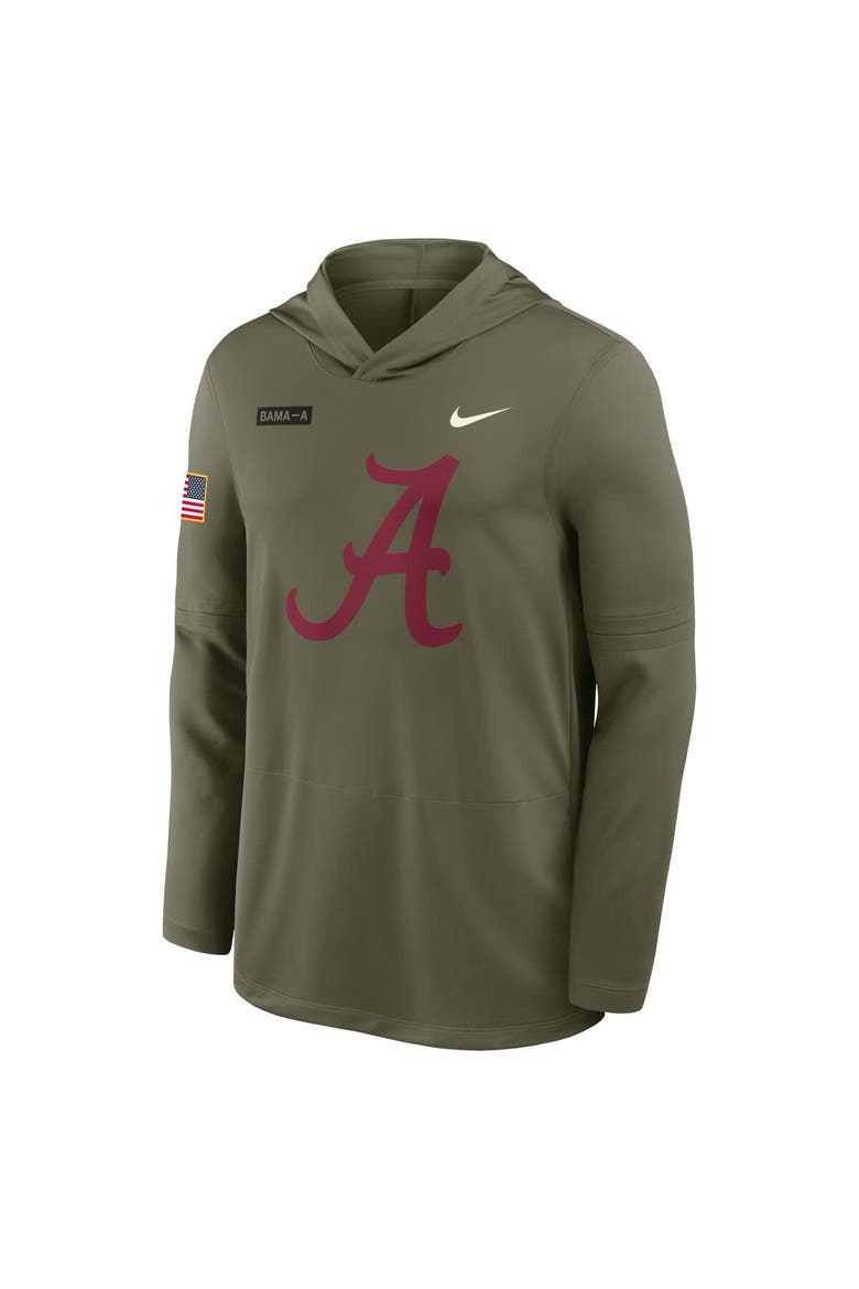 Men's Nike Olive Alabama Crimson Tide 2025 Military Appreciation Dri-FIT Long Sleeve Hoodie T-Shirt, Alternate, color, Olive