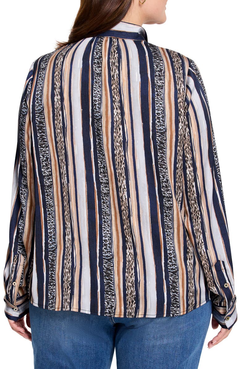 NIC+ZOE Animal Stripe Button-Up Shirt, Alternate, color, 