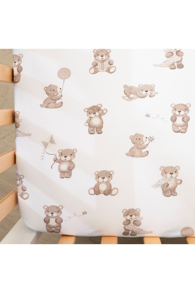 Cotton Jersey Fitted Sheet, Main, color, Cuddly Bear