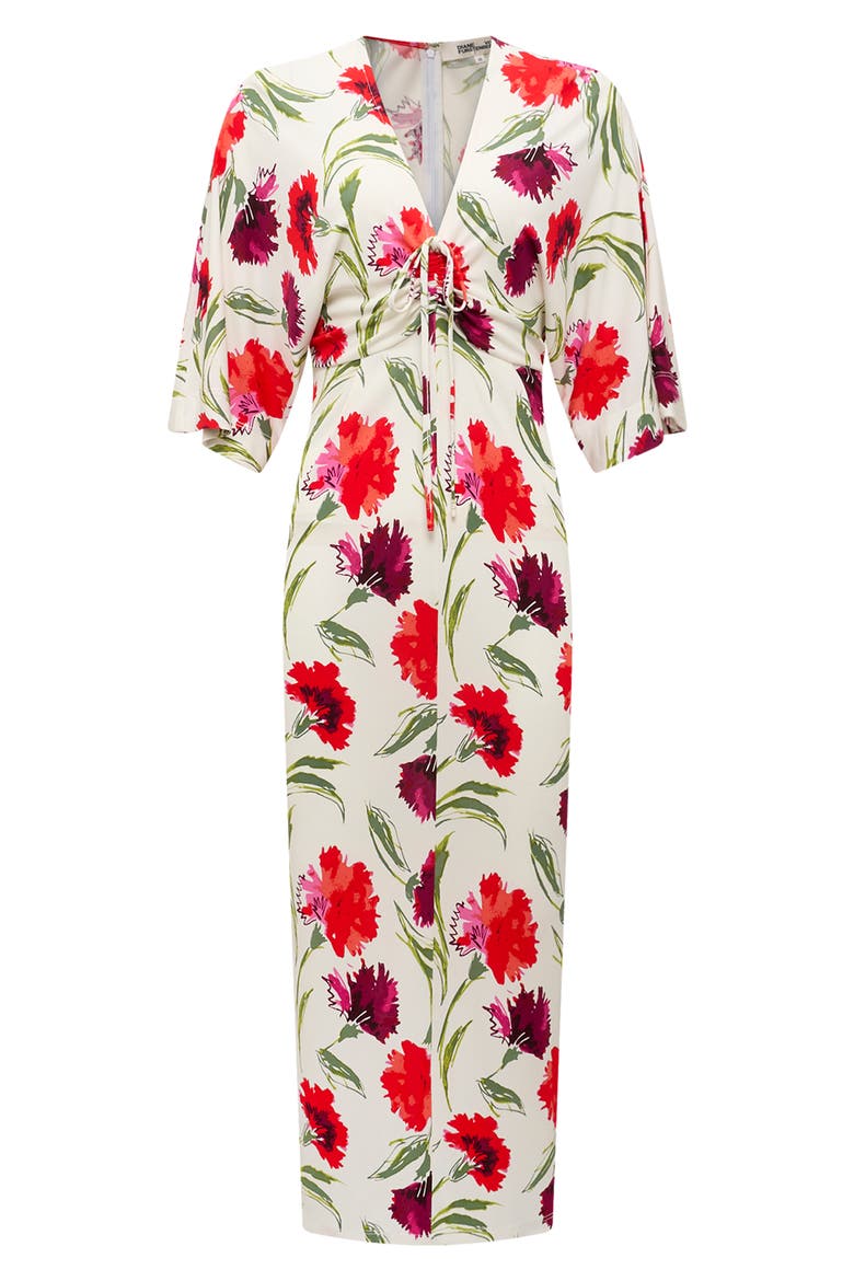 Valerie Floral Midi Dress, Alternate, color, DIANTHUS LARGE MED RED