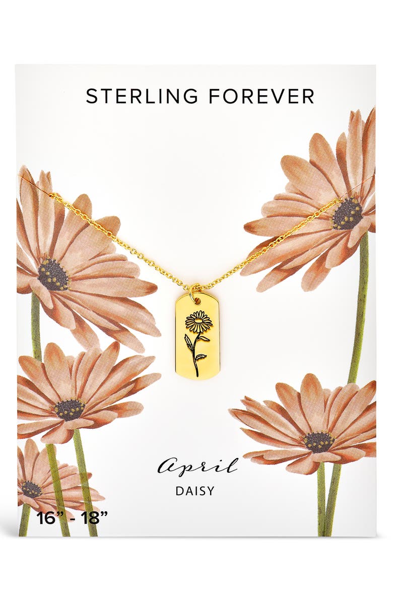 Sterling Forever Birth Flower Pendant Necklace, Alternate, color, Gold/ April