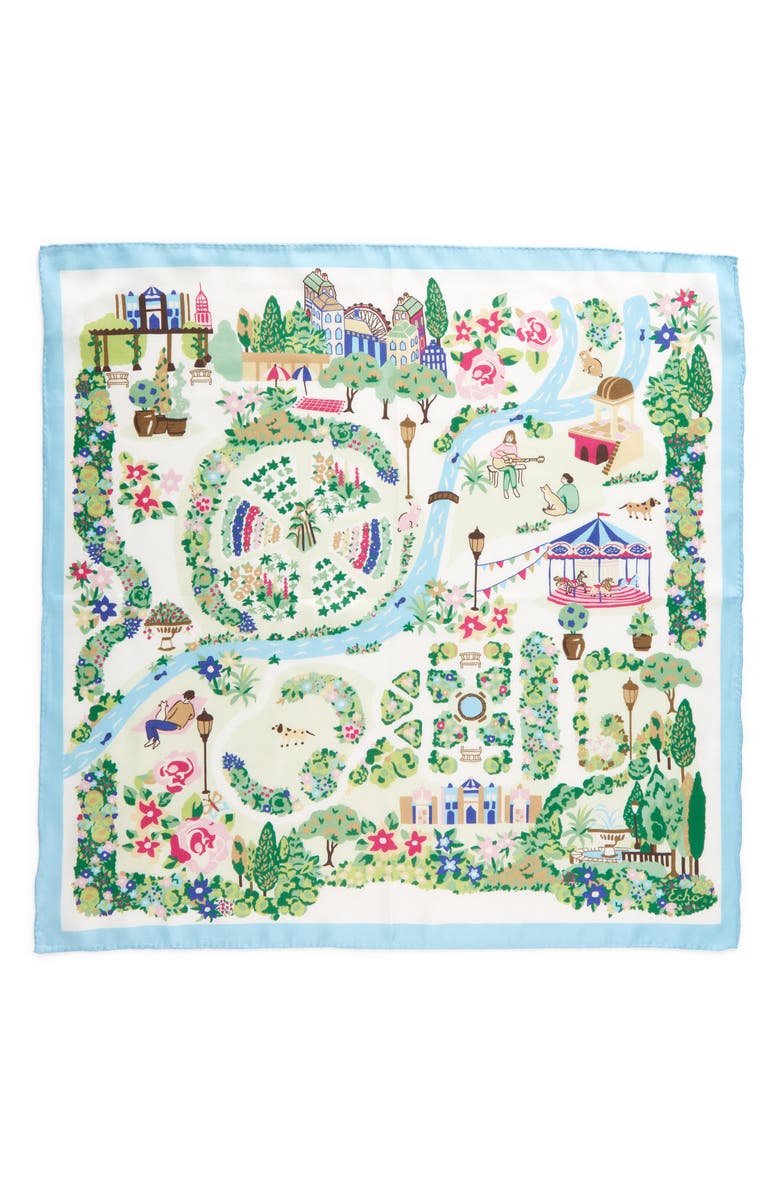 Echo Garden Map Silk Bandana, Alternate, color,