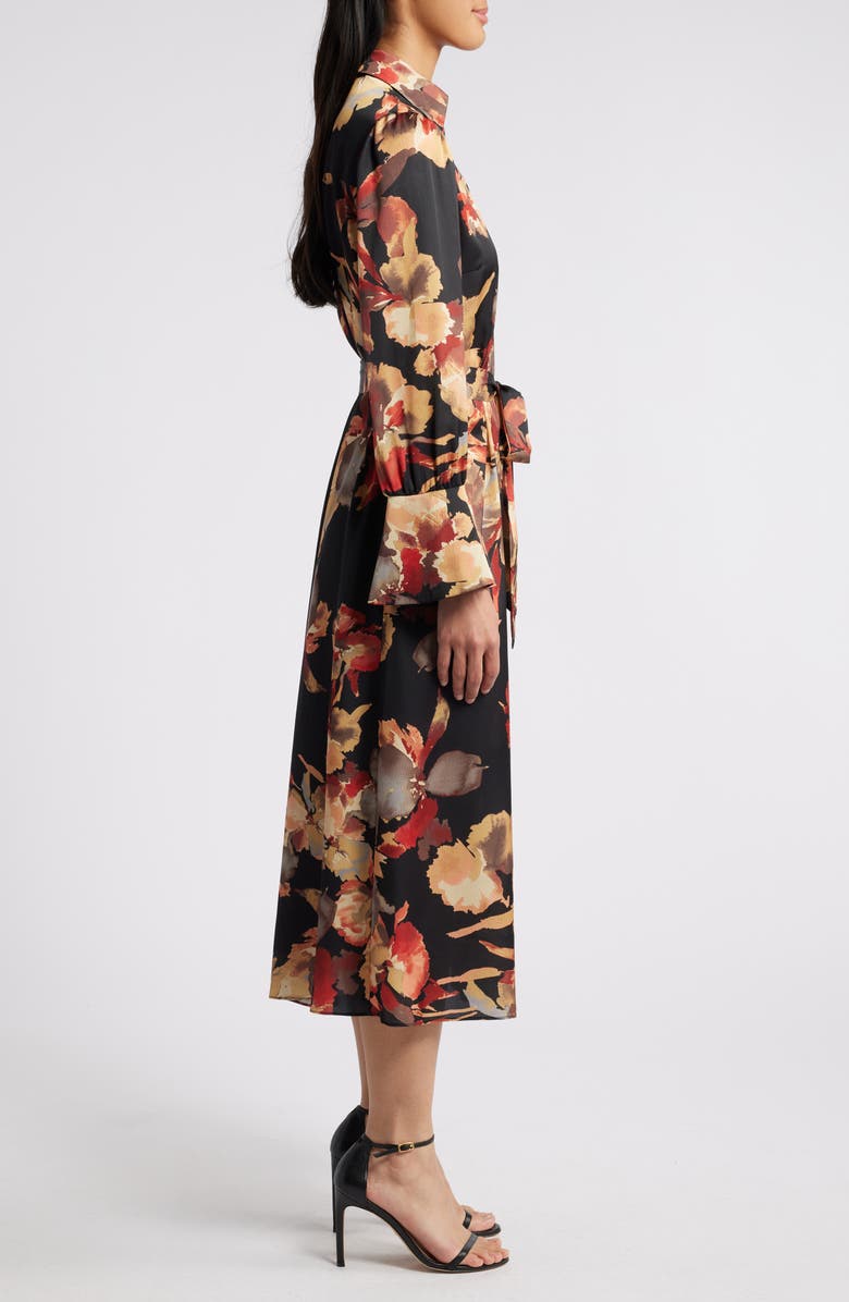 Julia Jordan Floral Long Sleeve Midi Shirtdress, Alternate, color,