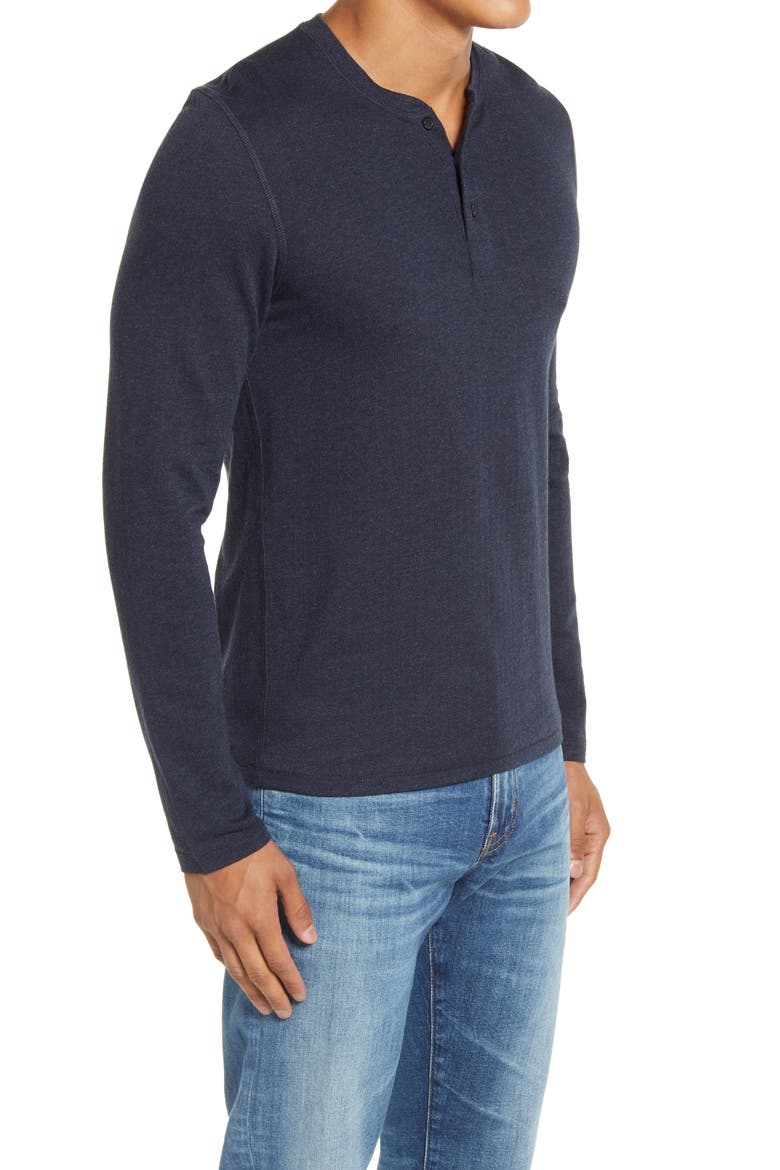 Herringbone Terry Long Sleeve Henley T-Shirt, Alternate, color, TRUE NAVY