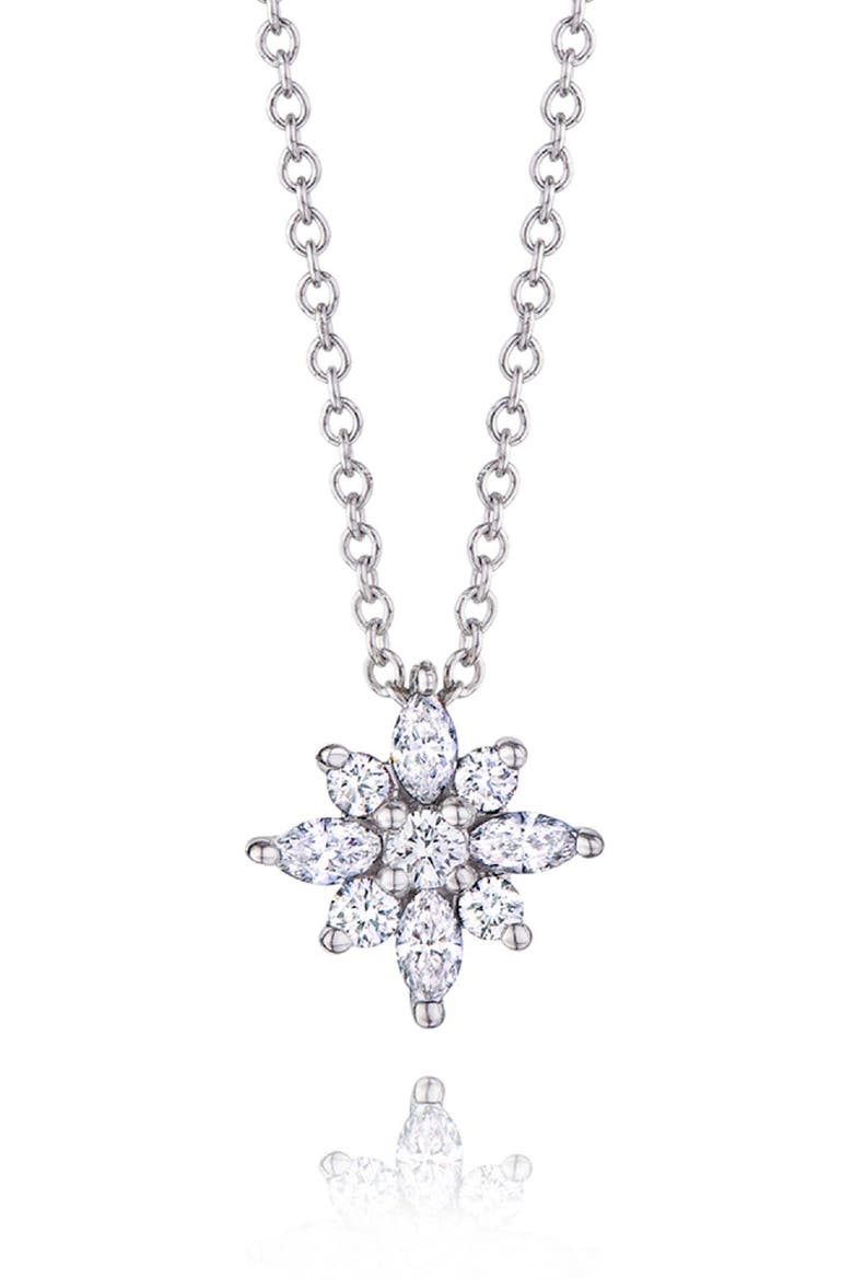Diamond Star Pendant Necklace, Main, color, WHITE GOLD