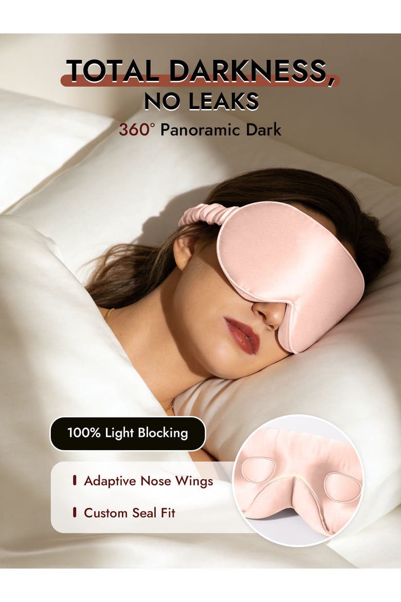 22 Momme Pure Silk 3D Adjustable Eye Mask, Alternate, color, Pink