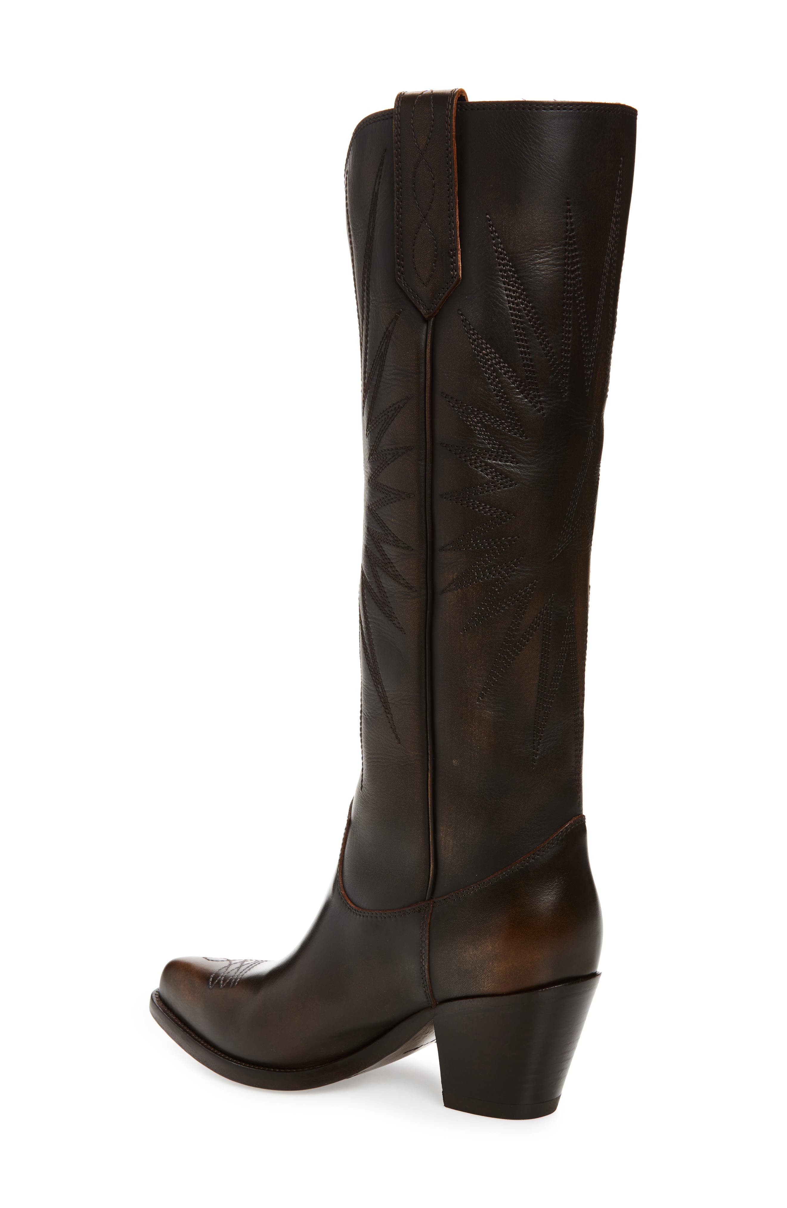 Golden Goose Wish Star Tall Western Boot, Alternate, color, Dark Brown/ Beige