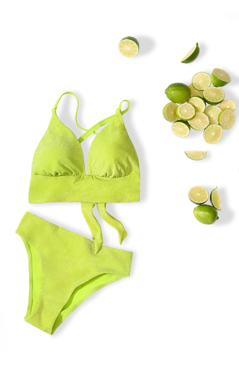 Swimsuits for All Longline Sparkle Bikini Top, Alternate, color, Neon Lime