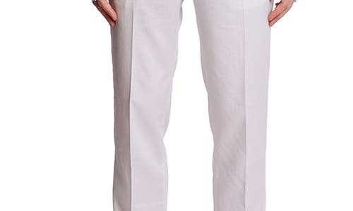 Paisley & Gray Downing Slim Flat Front Linen Blend Dress Pants In White