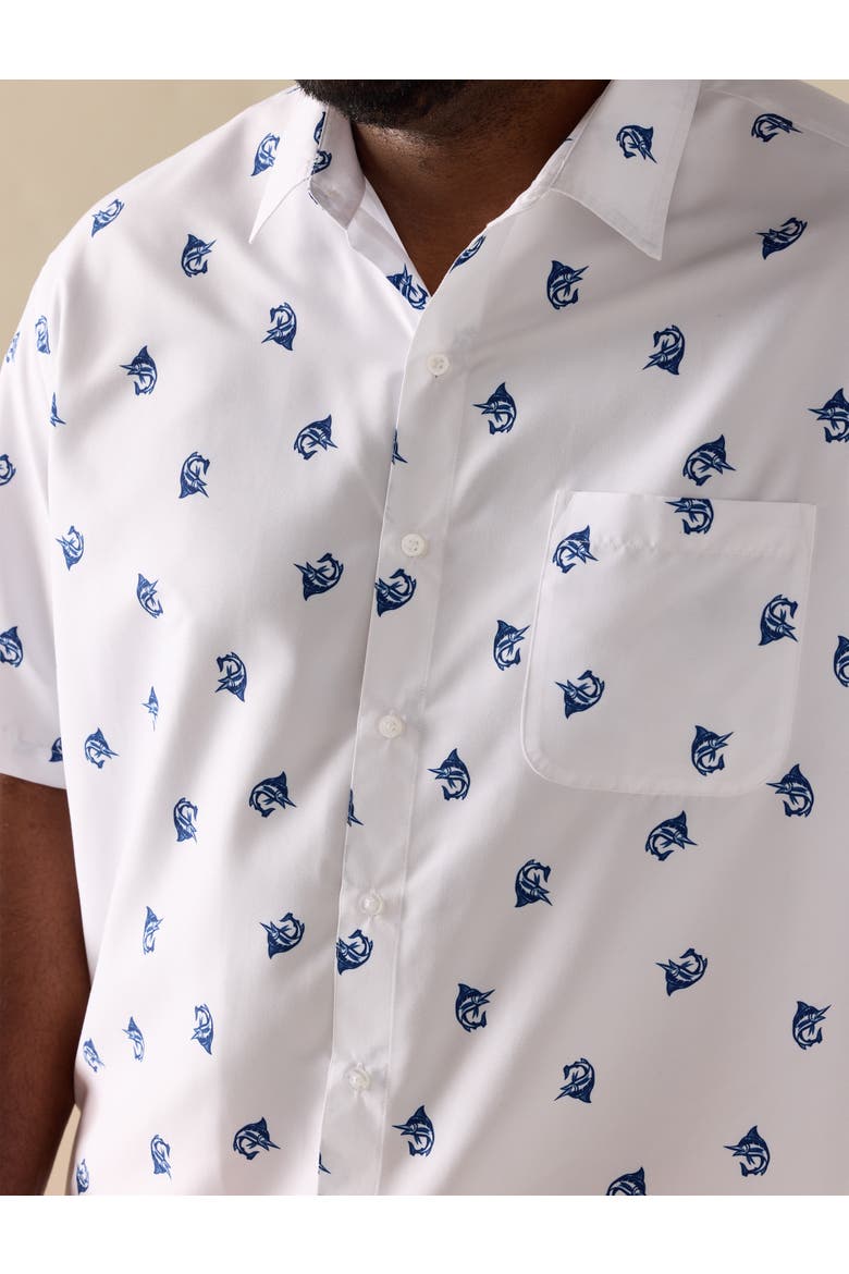Big & Tall Marlin Print Microfiber Sport Shirt, Alternate, color, BRIGHT WHITE