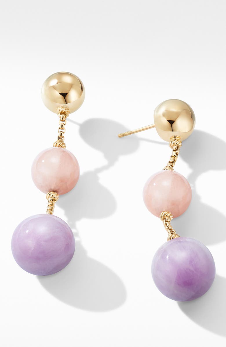 David Yurman Solari XL Chain Drop Earrings in 18K Yellow Gold with Kunzite and Morganite, Alternate, color, 