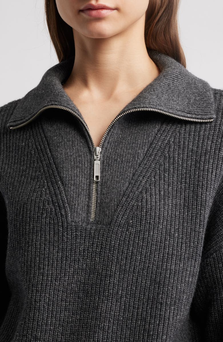 Treasure & Bond Quarter Zip Merino Wool & Cotton Sweater, Alternate, color,
