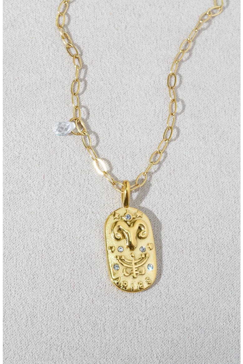 Cielo Zodiac Pendant Necklace, Alternate, color, ARIES/ GOLD