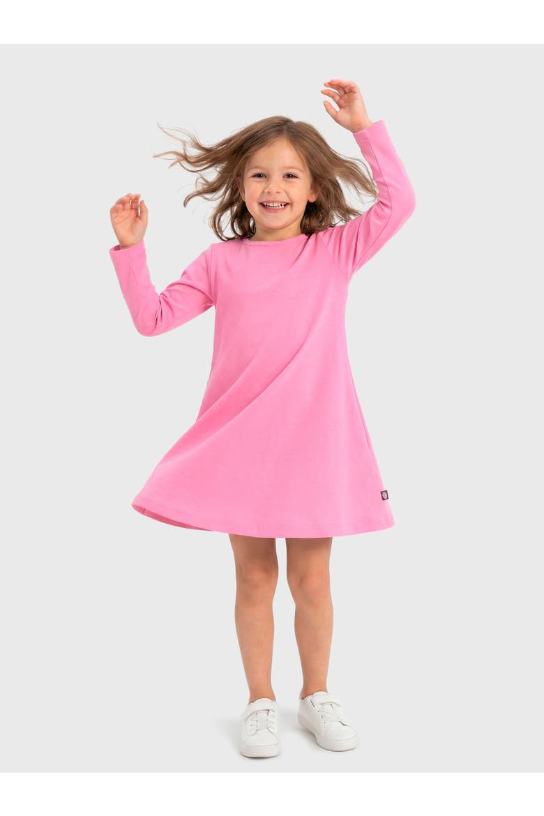 Baby Girl's Soft 100% Cotton Baby Rib Long Sleeve Dress, Alternate, color, Bubblegum