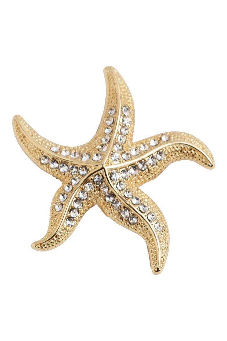 Cubic Zirconia Starfish Brooch, Main, color, GOLD