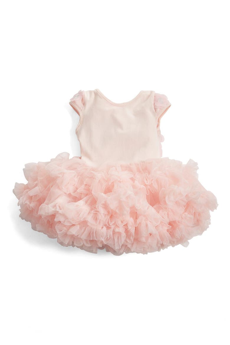 Embroidered Flower Appliqué Pettidress, Alternate, color, DUSTY ROSE