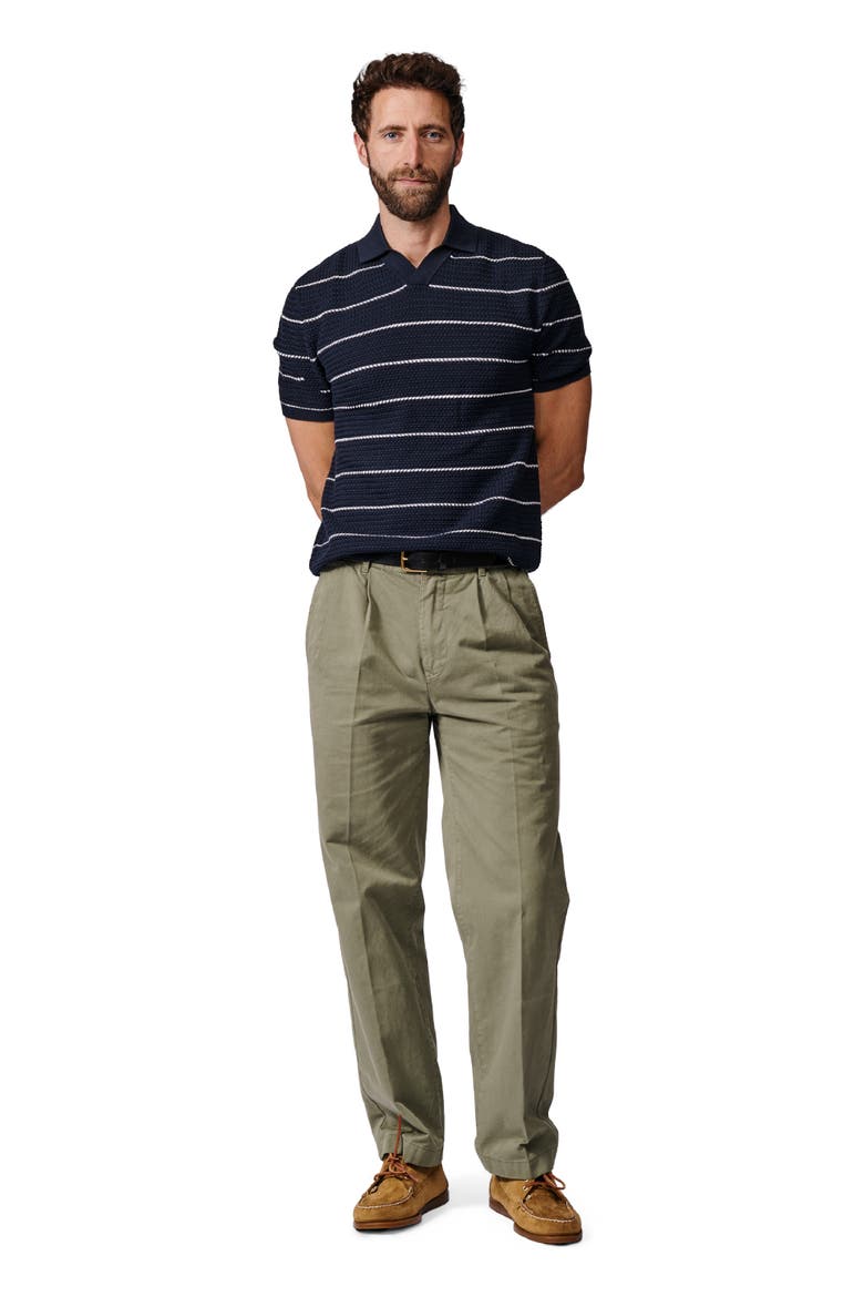 Alford Textured Cotton Polo Shirt, Alternate, color, Navy/Ecru Stripe
