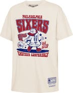 Mitchell & Ness Youth Mitchell & Ness Cream Philadelphia 76ers Retro Mascot Script T-Shirt