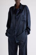 Balenciaga Crystal Embellished Oversize Satin Button-Up Shirt